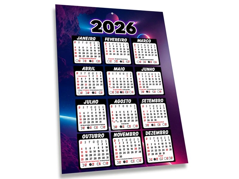 Calendário de Parede / Verniz Total Frente